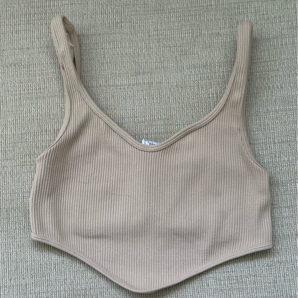 ZARA Beige Ribbed Women's Crop Top
